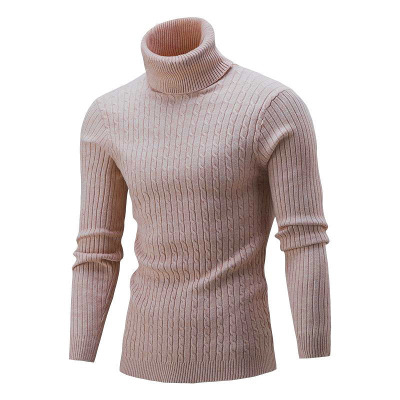 Genser med turtleneck og smal passform for menn Mykstrikket basic genser for menn