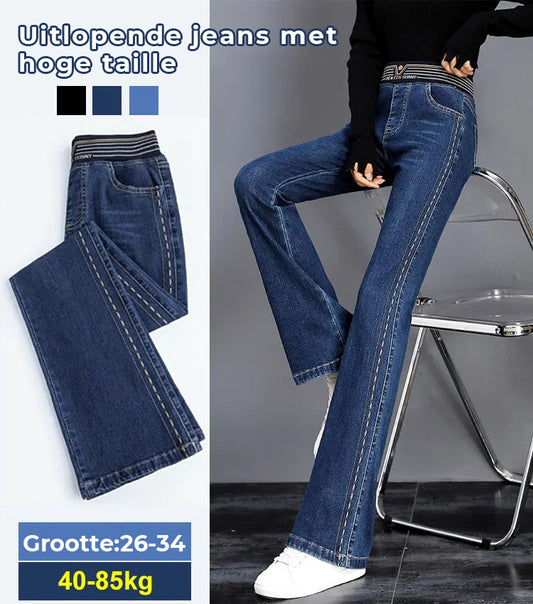 Elastisch uitlopende jeans met hoge taille