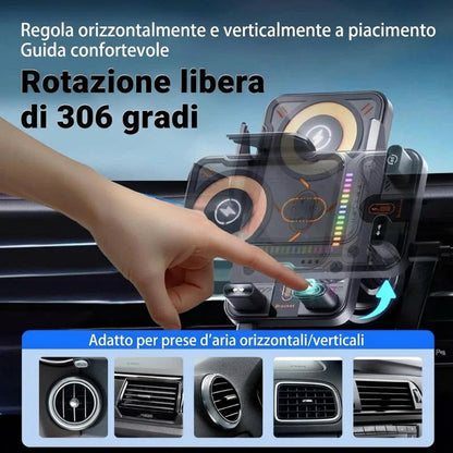 🔥SALDI CALDI 50% DI SCONTO🎁⚡Più di 50.000 venduti! 📱Supporto auto 2-in-1 ruotabile per telefoni cellulari e caricatore wireless⚡
