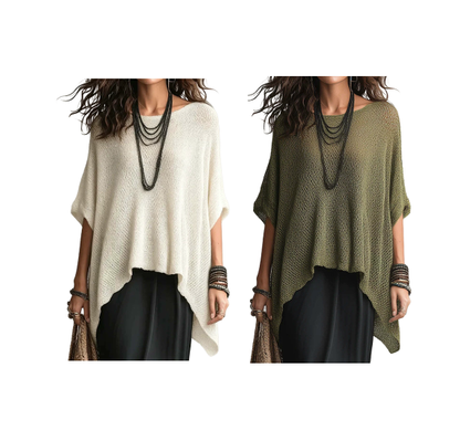 Top in maglia da donna con maniche a pipistrello traforate