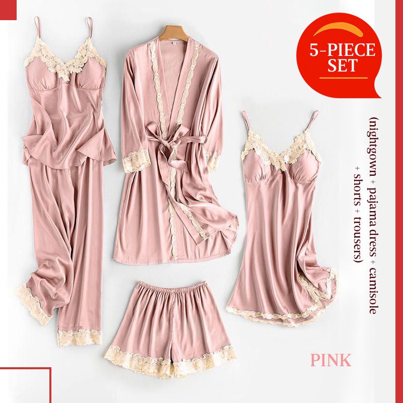 Zachte comfortabele ijszijde pyjama 2st/ 5st set-8