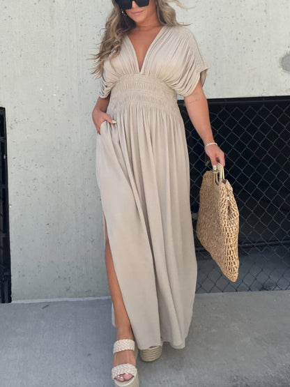 🔥Siste dag for 40% rabatt🔥CUT V-NECK SINGLE MAXI LONG DRESS