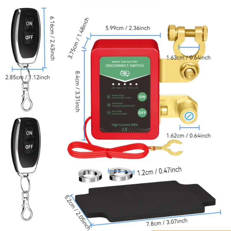 Interruttore di scollegamento batteria auto 12V/24V con telecomando