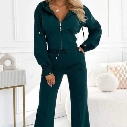 ✨Dames Full Zip-Up Hoodie 2-Delige Tracksuit Set