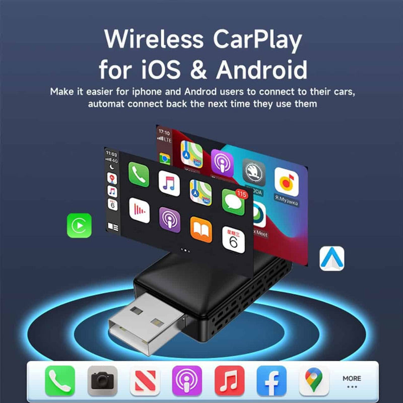 USB-dongle voor draadloze autoconnectiviteit met Apple CarPlay en Android Auto CarPlay