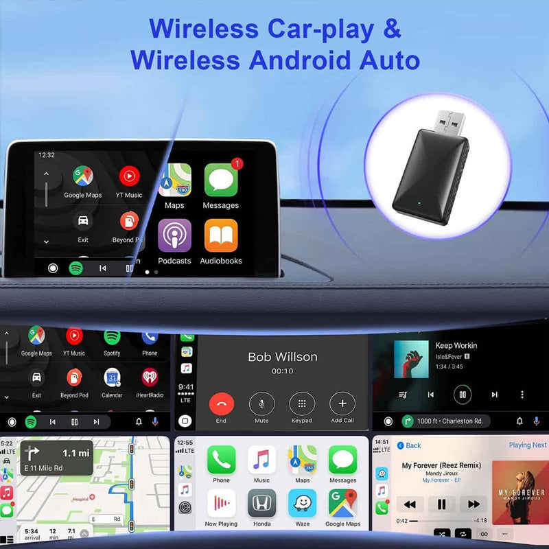 USB-dongle voor draadloze autoconnectiviteit met Apple CarPlay en Android Auto CarPlay