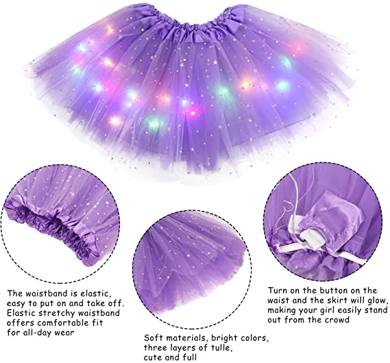 👑✨ Saia Tutu de Princesa com LED – Faça sua menina brilhar como uma verdadeira fada nas festas