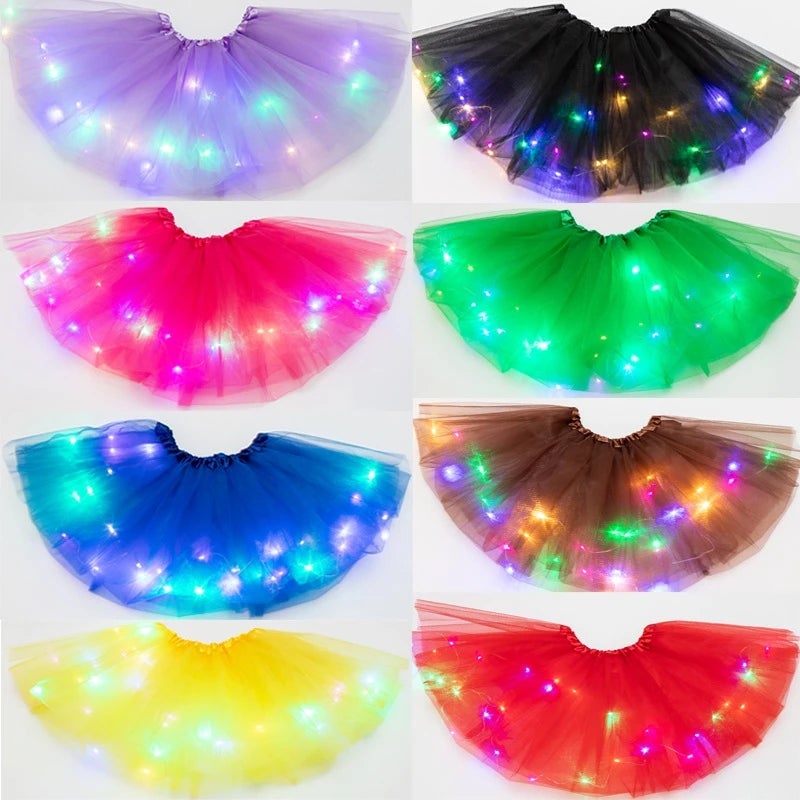 👑✨ Saia Tutu de Princesa com LED – Faça sua menina brilhar como uma verdadeira fada nas festas