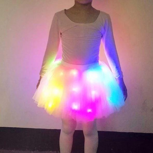 👑✨ Saia Tutu de Princesa com LED – Faça sua menina brilhar como uma verdadeira fada nas festas
