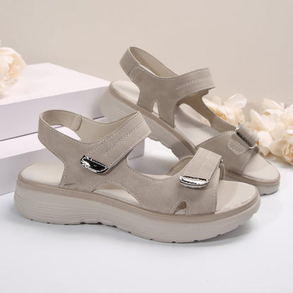💥Promoção quente – 49% de desconto🔥Sandálias femininas com salto em cunha e tiras de velcro