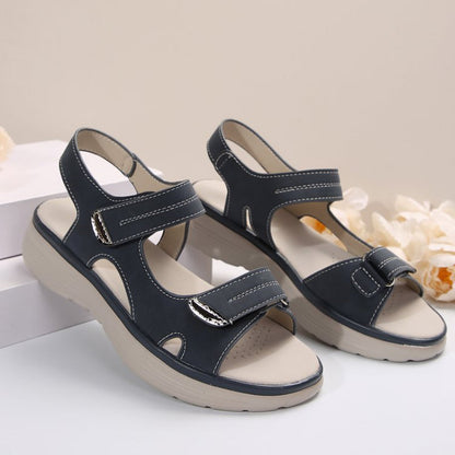 💥Promoção quente – 49% de desconto🔥Sandálias femininas com salto em cunha e tiras de velcro