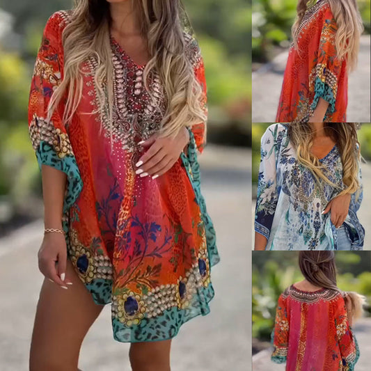 🎁2026 Nuovi arrivi 50% DI SCONTO💥Abito da donna asimmetrico con scollo a V e taglio ampio