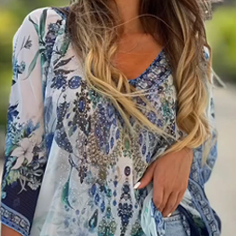 Vestido assimétrico feminino com decote em V e corte descontraído