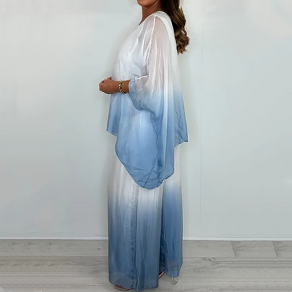 Lockeres, fließendes Oberteil und Hose im Dip-Dye-Mix-Look