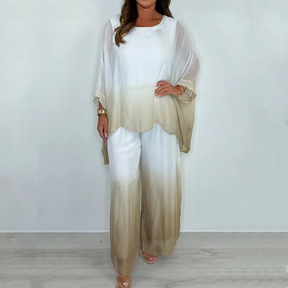 Lockeres, fließendes Oberteil und Hose im Dip-Dye-Mix-Look