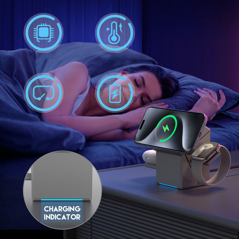 🔥Stazione di ricarica magnetica wireless pieghevole 3 in 1