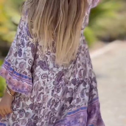 🔥🔥✨Vestido feminino com estampa floral e decote em V