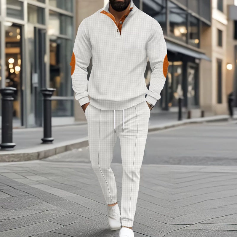 Herren lässiges Set aus Strick-Sweatshirt mit Halbzipper und Hose