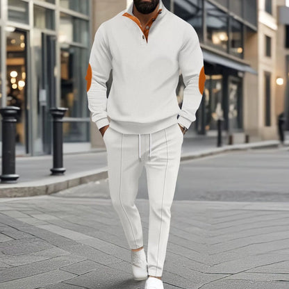 Herren lässiges Set aus Strick-Sweatshirt mit Halbzipper und Hose
