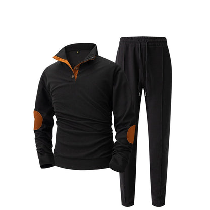 Herren lässiges Set aus Strick-Sweatshirt mit Halbzipper und Hose