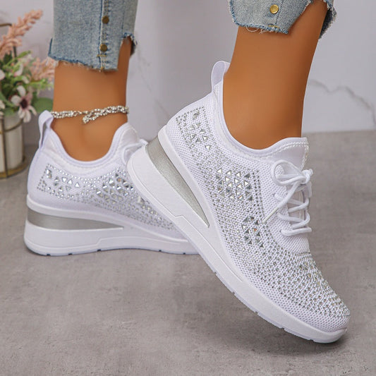 🔥🔥Ultimo giorno di promozione, approfitta del 50% di sconto🔥 Scarpe sportive ortopediche traspiranti da donna, stile casual e alla moda, decorate con strass incastonati.