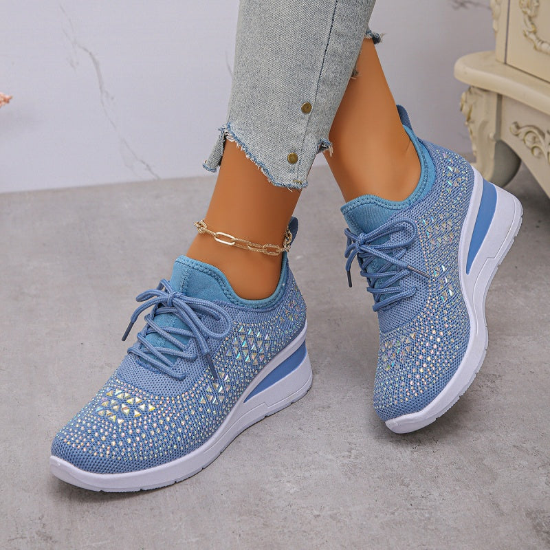🔥🔥Ultimo giorno di promozione, approfitta del 50% di sconto🔥 Scarpe sportive ortopediche traspiranti da donna, stile casual e alla moda, decorate con strass incastonati.