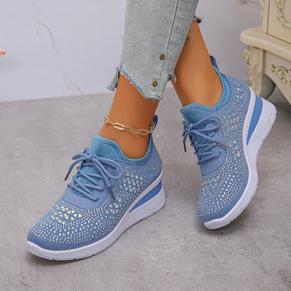 🔥🔥Ultimo giorno di promozione, approfitta del 50% di sconto🔥 Scarpe sportive ortopediche traspiranti da donna, stile casual e alla moda, decorate con strass incastonati.