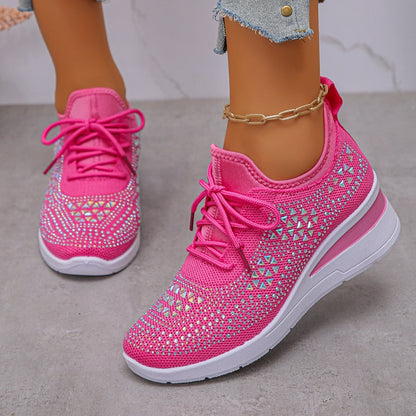 🔥🔥Ultimo giorno di promozione, approfitta del 50% di sconto🔥 Scarpe sportive ortopediche traspiranti da donna, stile casual e alla moda, decorate con strass incastonati.