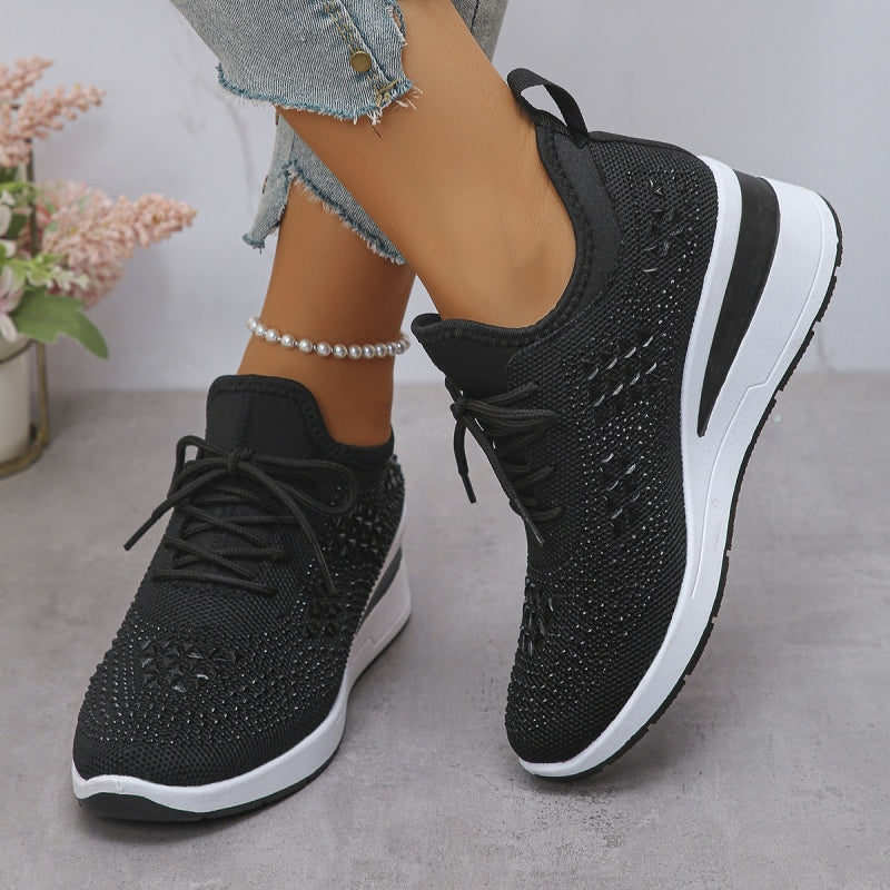 🔥🔥Ultimo giorno di promozione, approfitta del 50% di sconto🔥 Scarpe sportive ortopediche traspiranti da donna, stile casual e alla moda, decorate con strass incastonati.