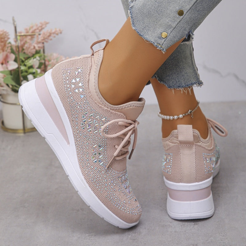🔥🔥Ultimo giorno di promozione, approfitta del 50% di sconto🔥 Scarpe sportive ortopediche traspiranti da donna, stile casual e alla moda, decorate con strass incastonati.