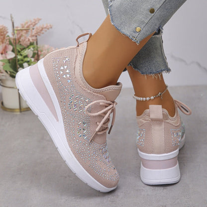 🔥🔥Ultimo giorno di promozione, approfitta del 50% di sconto🔥 Scarpe sportive ortopediche traspiranti da donna, stile casual e alla moda, decorate con strass incastonati.