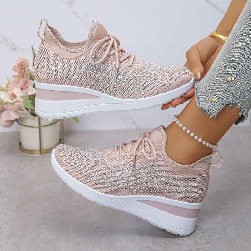 🔥🔥Ultimo giorno di promozione, approfitta del 50% di sconto🔥 Scarpe sportive ortopediche traspiranti da donna, stile casual e alla moda, decorate con strass incastonati.