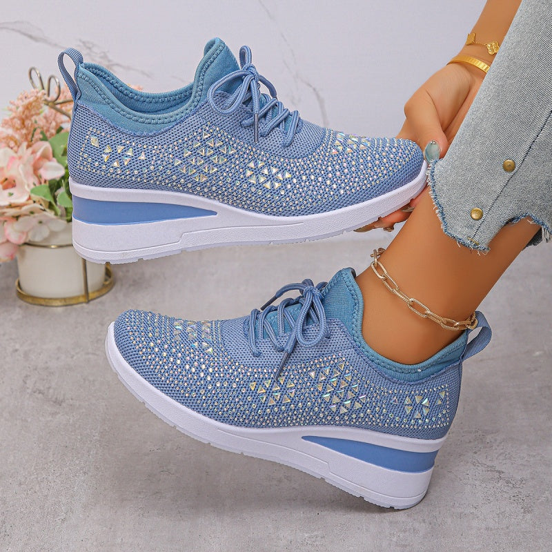 🔥🔥Ultimo giorno di promozione, approfitta del 50% di sconto🔥 Scarpe sportive ortopediche traspiranti da donna, stile casual e alla moda, decorate con strass incastonati.