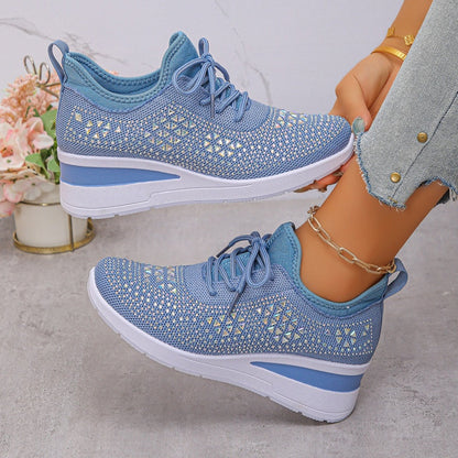 🔥🔥Ultimo giorno di promozione, approfitta del 50% di sconto🔥 Scarpe sportive ortopediche traspiranti da donna, stile casual e alla moda, decorate con strass incastonati.