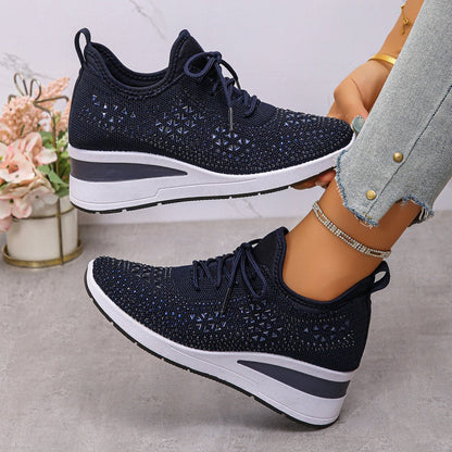 🔥🔥Ultimo giorno di promozione, approfitta del 50% di sconto🔥 Scarpe sportive ortopediche traspiranti da donna, stile casual e alla moda, decorate con strass incastonati.