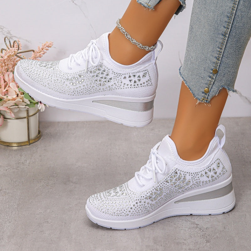 🔥🔥Ultimo giorno di promozione, approfitta del 50% di sconto🔥 Scarpe sportive ortopediche traspiranti da donna, stile casual e alla moda, decorate con strass incastonati.