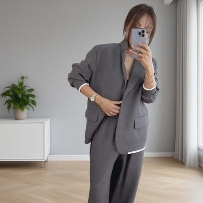 ⏰ SVENDITA FLASH SCONTO DEL 50% 🔥 Set 2 pezzi da donna composto da blazer a maniche lunghe e pantaloni a gamba larga