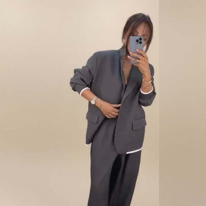 ⏰ SVENDITA FLASH SCONTO DEL 50% 🔥 Set 2 pezzi da donna composto da blazer a maniche lunghe e pantaloni a gamba larga