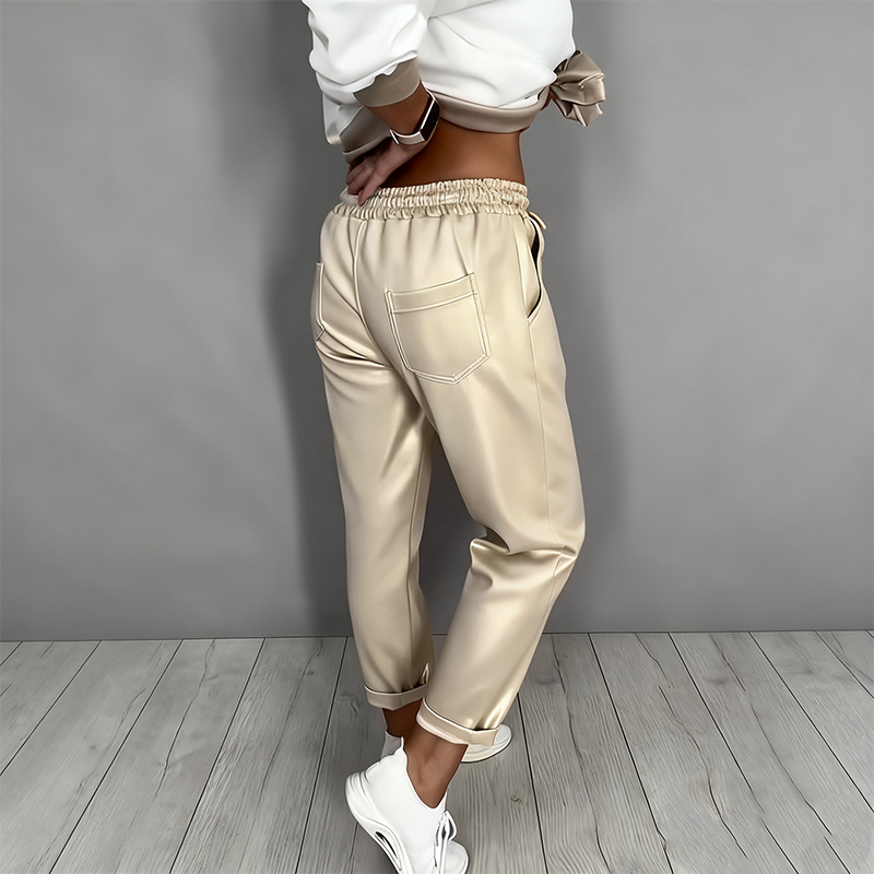 🎁 50% DI SCONTO😍👠 Completo casual da donna con top con scollo a V e pantaloni a vita alta
