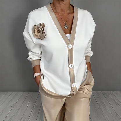 🎁 50% DI SCONTO😍👠 Completo casual da donna con top con scollo a V e pantaloni a vita alta