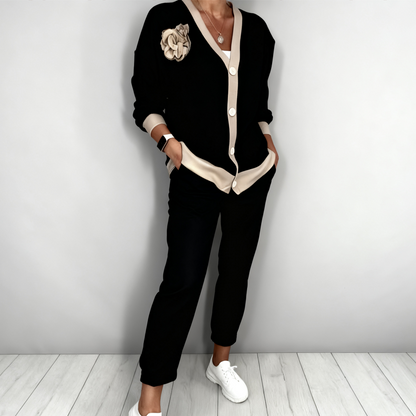 🎁 50% DI SCONTO😍👠 Completo casual da donna con top con scollo a V e pantaloni a vita alta
