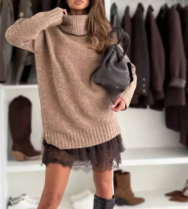 ❄️50% DE DESCONTO!!⚡Conjunto de vestido mini e suéter de gola alta
