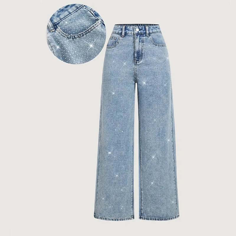 Jeans eleganti da donna, decorati con strass