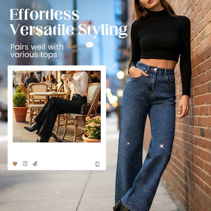 Jeans eleganti da donna, decorati con strass