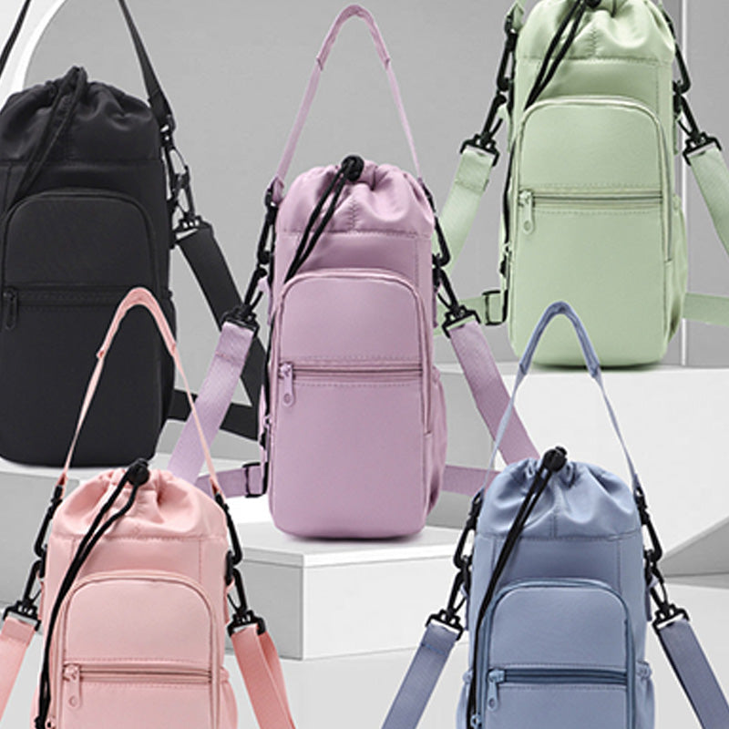 Borsa porta bottiglia d'acqua con tasche per il telefono