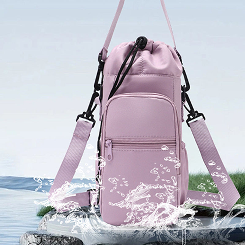 Borsa porta bottiglia d'acqua con tasche per il telefono
