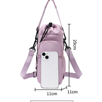 Borsa porta bottiglia d'acqua con tasche per il telefono