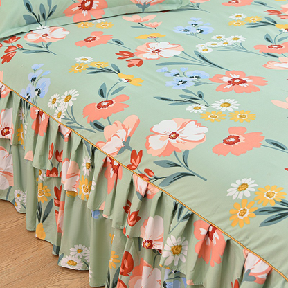 🔈🔈 OFFERTA LAMPO - SCONTO DEL 60% ⚡ Set di 3 Gonne da Letto con Volant 🛏️ – Stampa Floreale & Design a Doppio Strato!