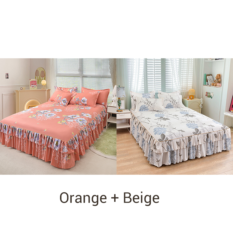 🔈🔈 OFFERTA LAMPO - SCONTO DEL 60% ⚡ Set di 3 Gonne da Letto con Volant 🛏️ – Stampa Floreale & Design a Doppio Strato!