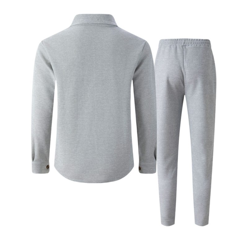 🔥 SCONTO DEL 60%! ⏰ Completo da uomo con giacca abbottonata + pantaloni in maglia a nido d'ape – Taglio ampio, tessuto traspirante e stile casual elegante 👕👖